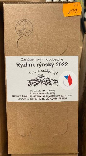 Ryzlink rýnský 3l polosuché z Velkých Žernosek